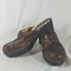 Mudd 90s Clog Sandle Shoes Leather Patchwork